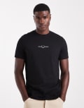 [Fred Perry] Fred Perry embroidered logo T-shirt in black XL BLACK