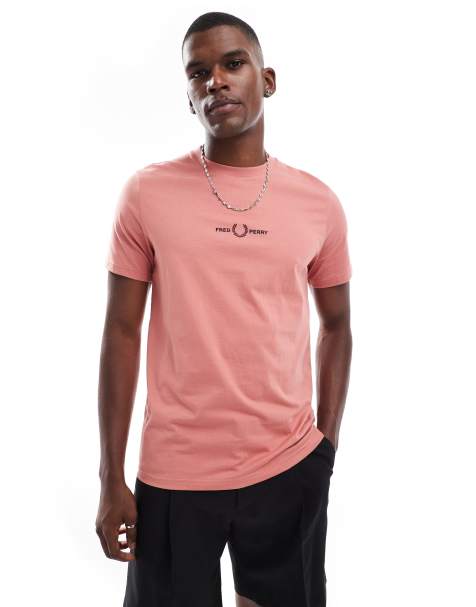 Fred Perry embroidered logo t-shirt in pink