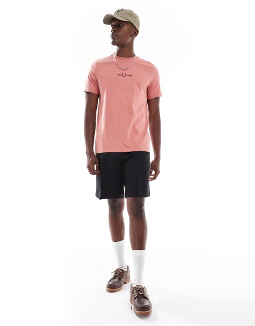 Fred Perry embroidered logo t-shirt in pink, 2 of 4