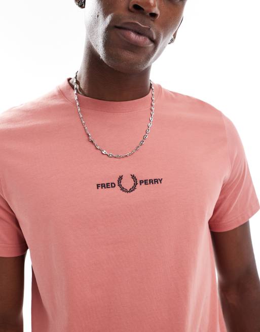 Fred Perry embroidered logo t-shirt in pink, 4 of 4