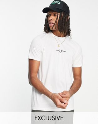 Fred Perry embroidered logo t-shirt in white exclusive at ASOS