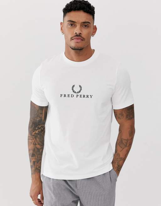 Fred Perry embroidered logo t shirt in white