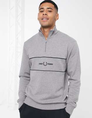 fred perry half zip pique sweatshirt