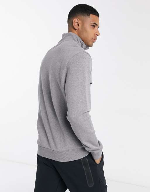 Fred Perry embroidered panel half zip sweatshirt in gray