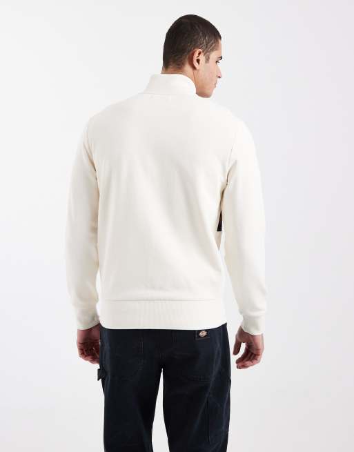 Fred Perry embroidered panel logo half zip sweatshirt in ecru | ASOS