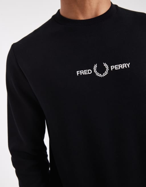 Fred Perry embroidered sweatshirt in black, 5 of 5