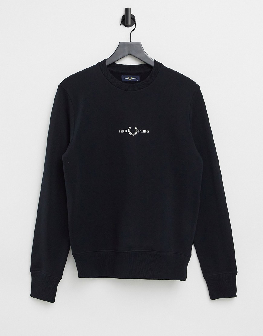 FRED PERRY EMBROIDERED SWEATSHIRT IN BLACK,M1635 102