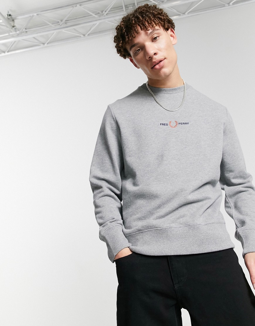 FRED PERRY EMBROIDERED SWEATSHIRT IN GRAY-GREY,M1635 420