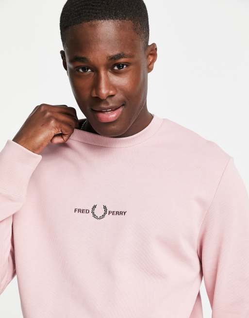 Fred Perry embroidered sweatshirt in pink ASOS