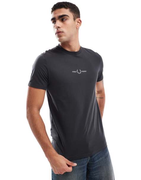 Fred Perry embroidered t-shirt in gray - view 1