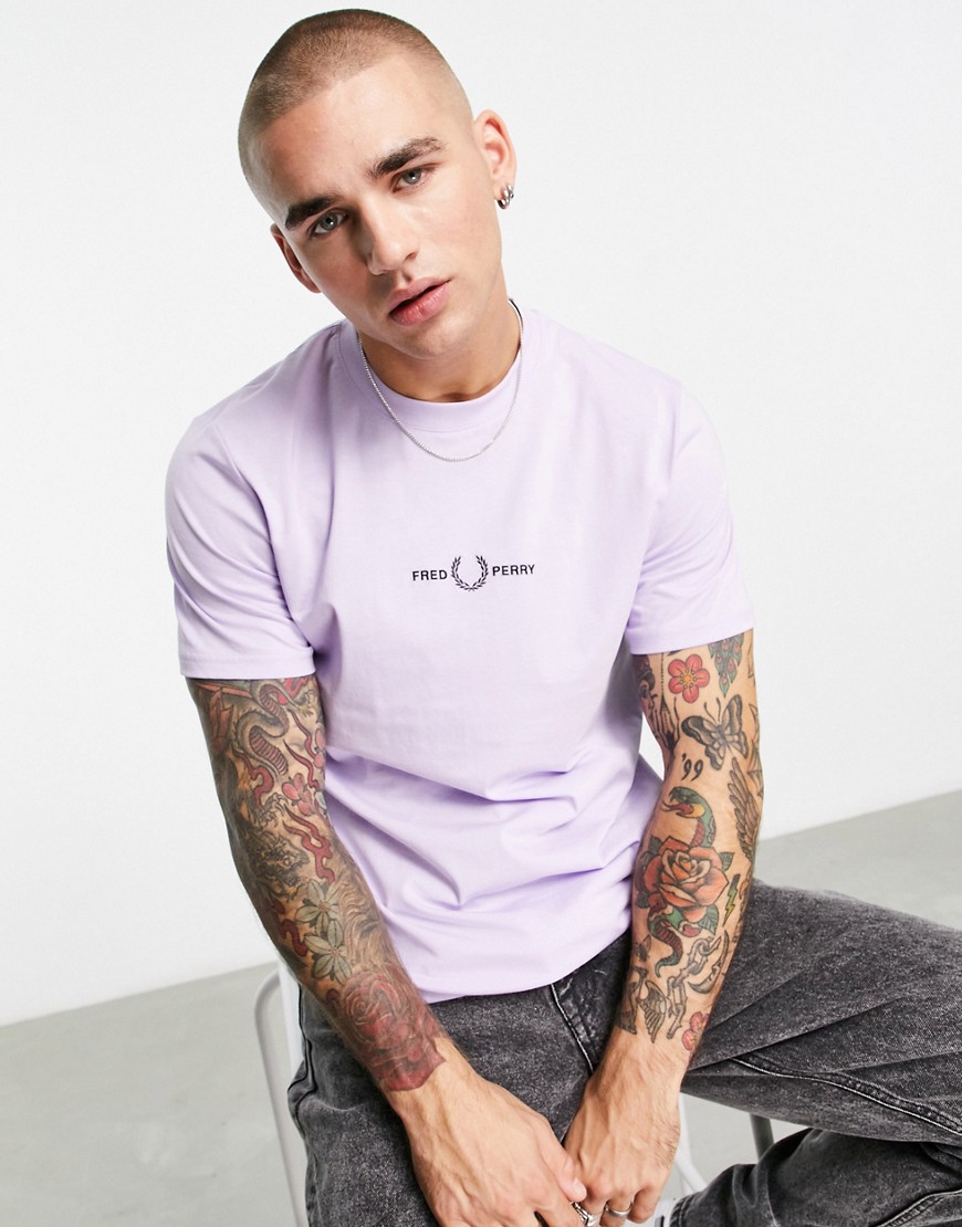 Fred Perry Embroidered T-Shirt In Lilac-Purple
