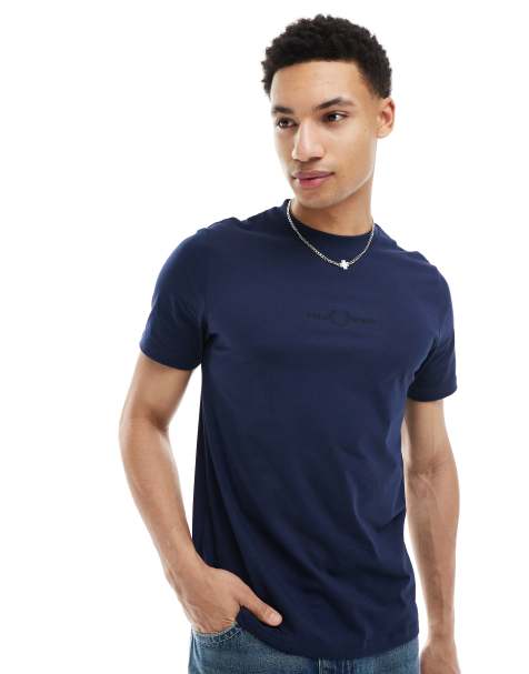 Fred Perry embroidered t-shirt in navy - view 1