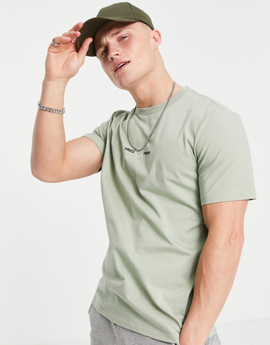 Fred Perry embroidered t-shirt in sage-Green