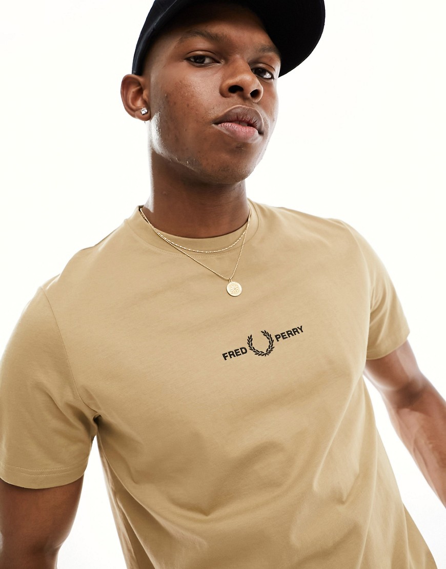Fred Perry embroidered t-shirt in stone-Neutral