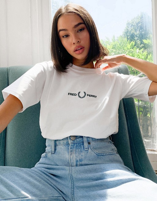 Fred Perry embroidered t-shirt in white