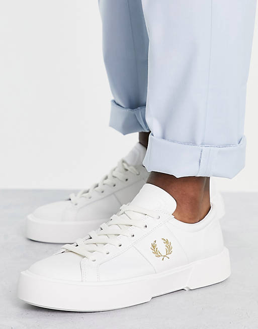 Lotsbestemming stopverf Componist Fred Perry Exmouth leather mix chunky sneakers in black | ASOS