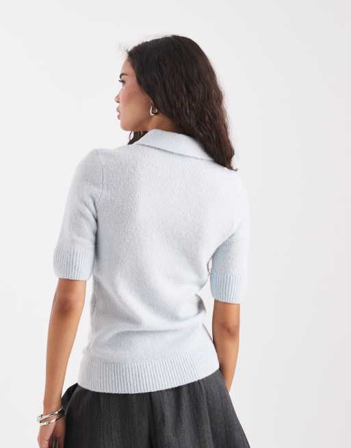 Fred Perry – Fakturowana dzianinowa koszula w kolorze jasnoniebieskim, 4 z 4