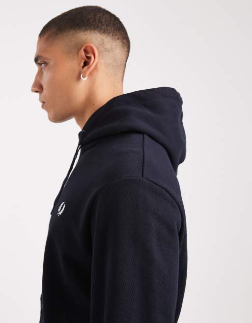 Fred Perry - Felpa color blu navy con cappuccio e monogramma, 4 di 5