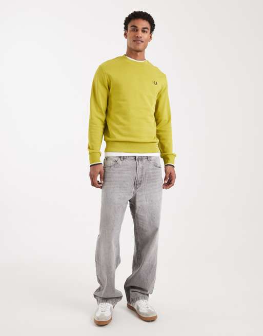 Fred Perry - Felpa girocollo giallo pallina da tennis con profili a contrasto, 2 di 5