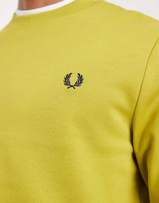Fred Perry - Felpa girocollo giallo pallina da tennis con profili a contrasto, 5 di 5