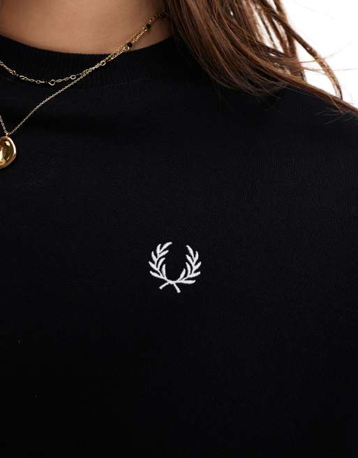 Fred Perry Felpa girocollo nera con righe a contrasto sui bordi ASOS