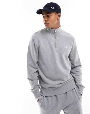 Fred Perry - Felpa grigia con zip corta - view 1