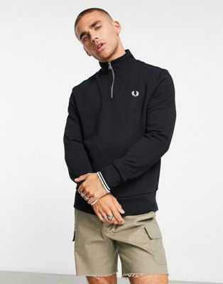 Fred Perry half-zip sweatshirt in black - ASOS Price Checker