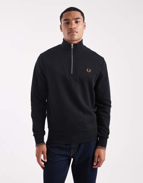 Fred Perry - Felpa nera con zip corta - view 1