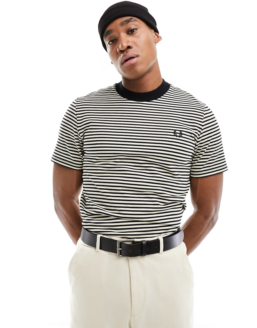 Fred Perry fine stripe heavy weight t-shirt in black