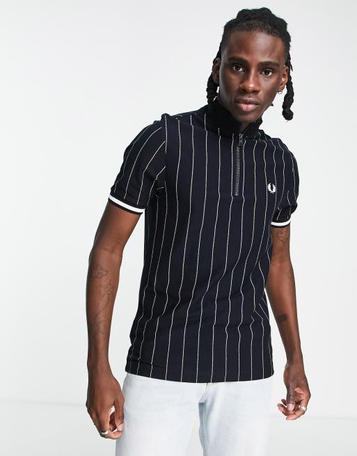 Fred Perry fine stripe polo shirt in black