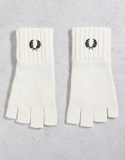 Fred Perry fingerless gloves in white 