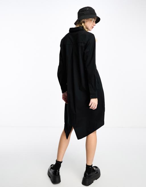 Fred Perry fishtail hem shirt dress in black