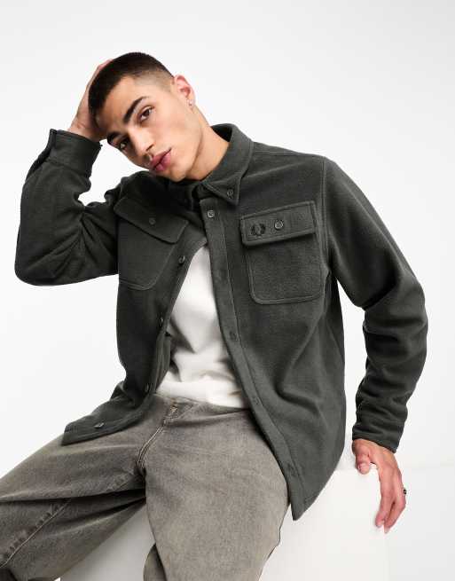 Fred Perry fleece overshirt in field green | ASOS