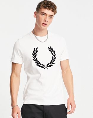 Fred Perry flock laurel wreath t-shirt in white