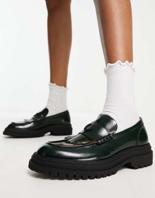 Fred Perry - fp - Natgrønne loafers i læder