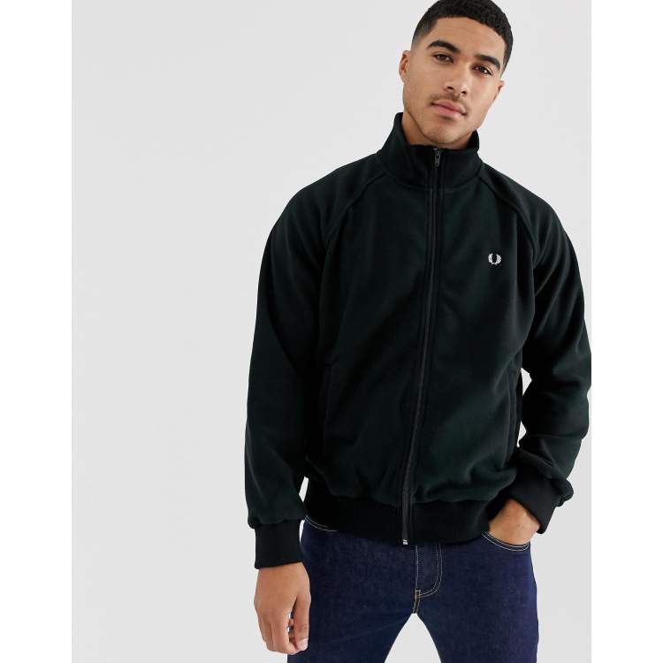 Fred Perry full zip fleece track jacket sweat in black ASOS