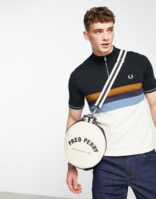 Fred Perry funnel neck half zip jumper in multi