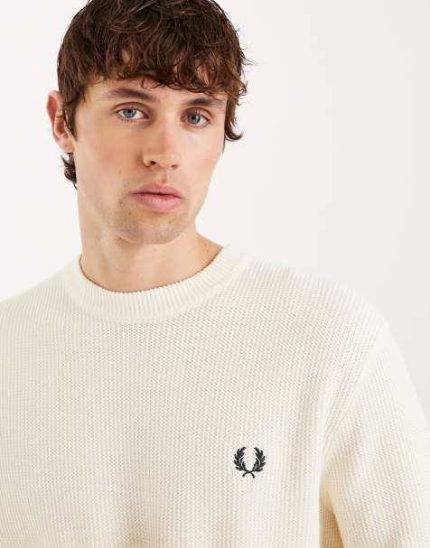 Fred Perry - Gebreide trui met textuur en logo in ecru - view 1