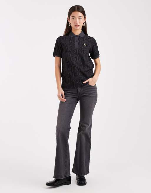 Fred Perry – Gemustertes Polohemd in Dunkelgrau, 2 von 4