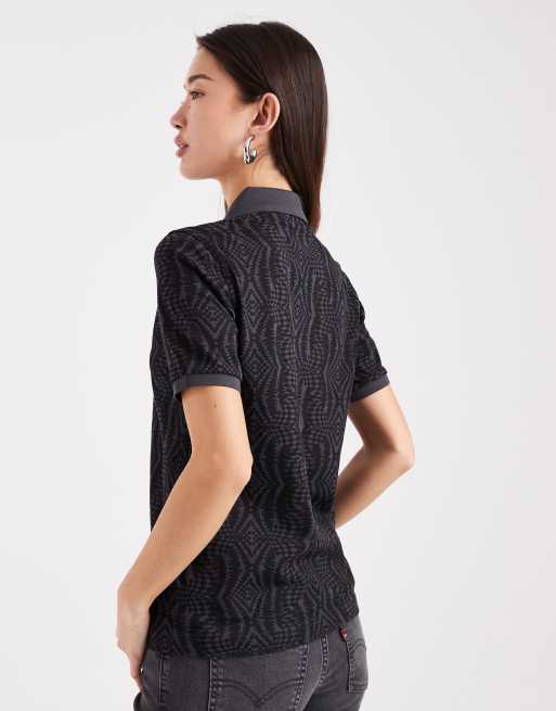 Fred Perry – Gemustertes Polohemd in Dunkelgrau, 4 von 4