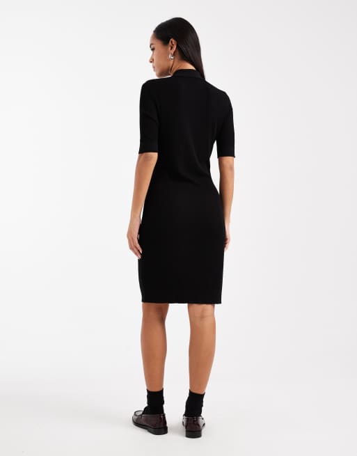 Fred Perry – Geripptes Strickkleid in Schwarz, 3 von 4