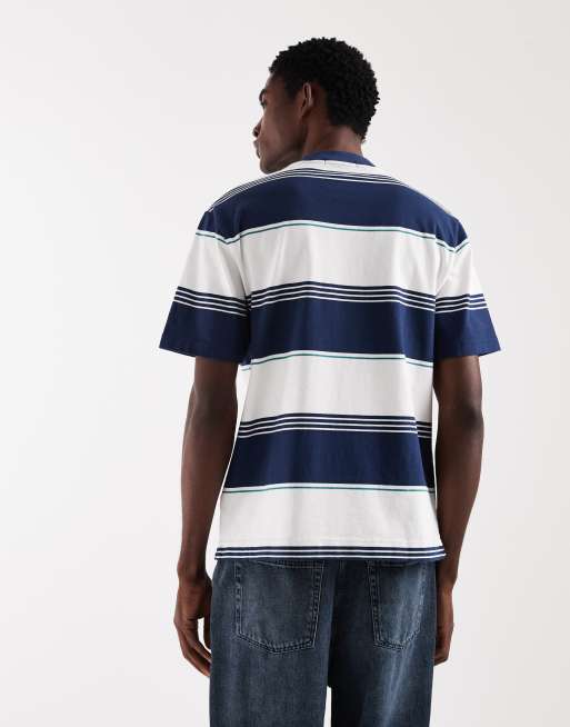 Fred Perry - Gestreept T-shirt van zware stof met logo in blauw en wit, 3 van 5