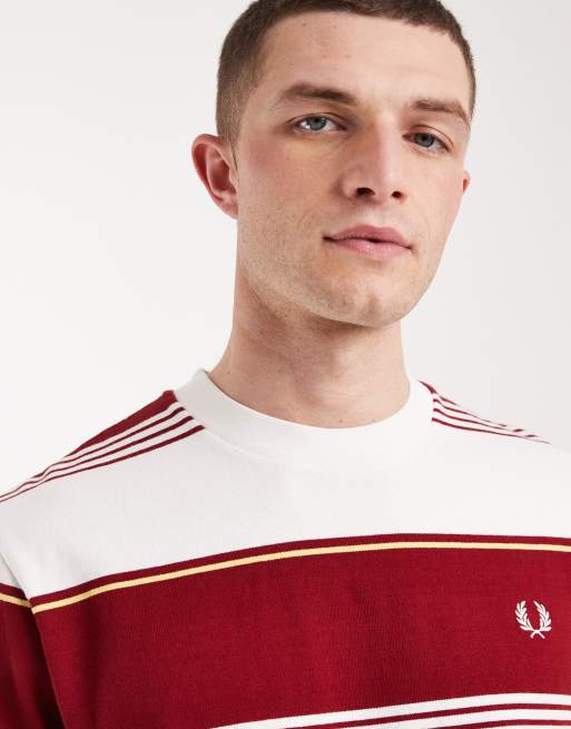 Fred Perry - Gestreept T-shirt van zware stof met logo in rood en wit, 2 van 5