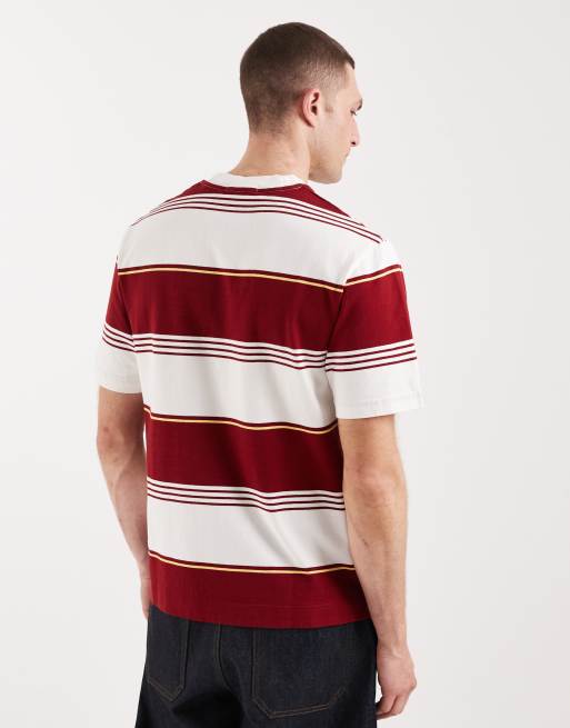 Fred Perry - Gestreept T-shirt van zware stof met logo in rood en wit, 4 van 5