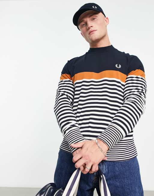 Fred Perry - Gestreepte top met lange mouwen in marineblauw