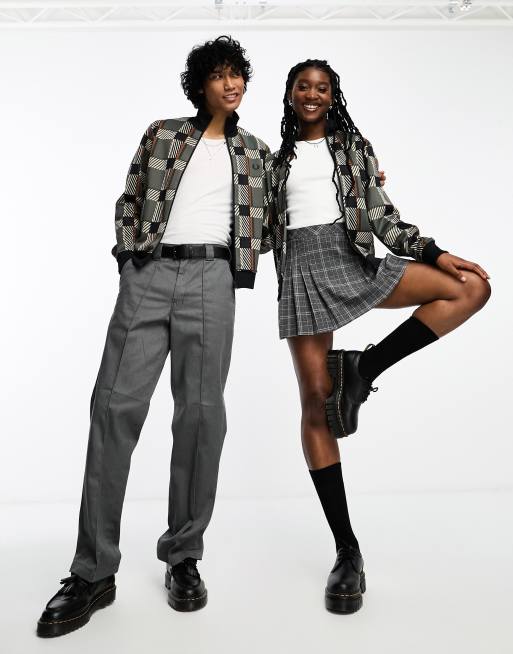 Fred Perry – Gestrickte Unisex-Jacke in Feldgrün mit Glitch-Schottenkaro