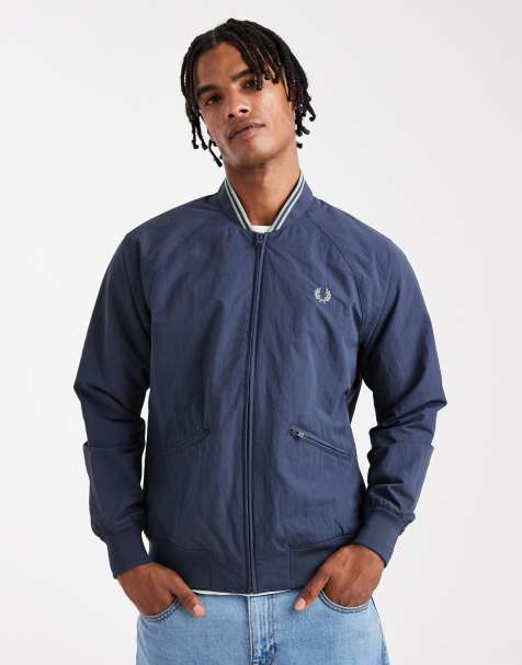 Fred Perry - Giacca bomber blu con profili a contrasto - view 1