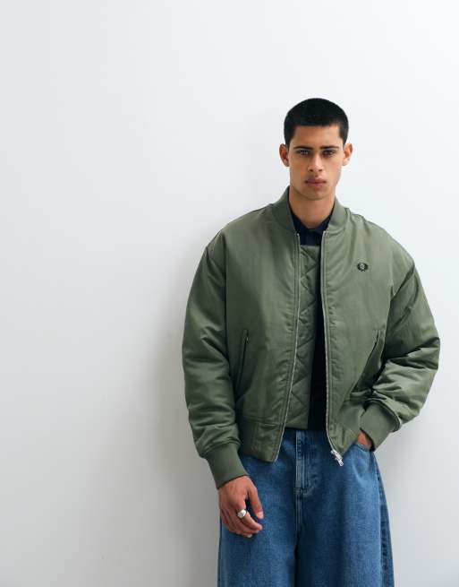 Fred Perry giacca bomber trapuntata da tennis in khaki, 2 di 5