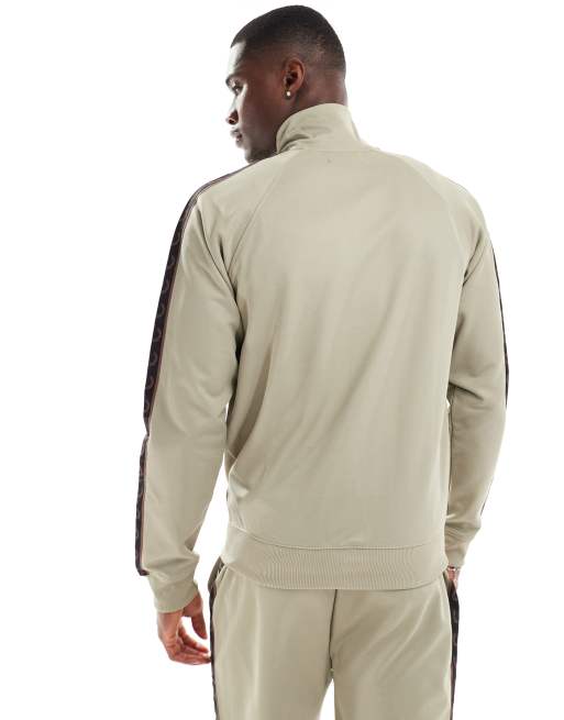 Fred Perry - Giacca sportiva beige con fettuccia a contrasto in coordinato, 2 di 4