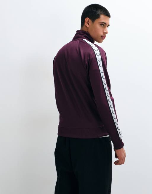 Fred Perry giacca sportiva con bande a contrasto color prugna, 4 di 5
